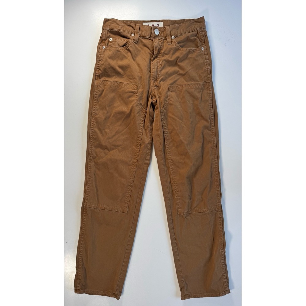 AMO Welder Pant High Rise Straight Leg Utility Double Knee Womens 25 Sepia Brown